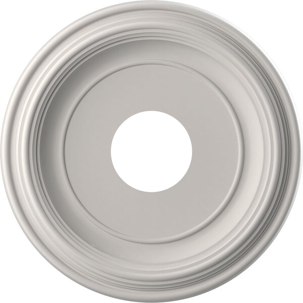 Ekena Millwork Traditional PVC Medallion (Canopies up to 7 1/2"), 13"OD x 3 1/2"ID x 1 1/4"P, Satin Blossom White CMP13TRGBW - main